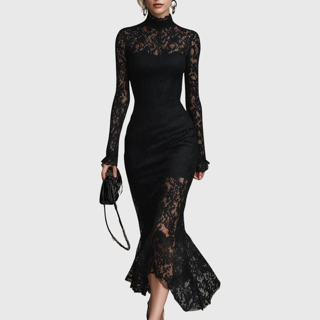 Jeanne | Elegante Vestido Maxi de Encaje con Cola de Pez