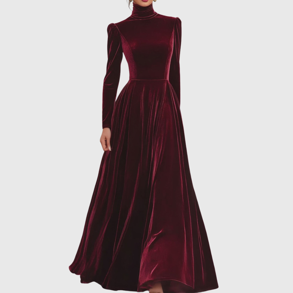 Éléonore | Maxi Vestido de Terciopelo con Cuello Alto