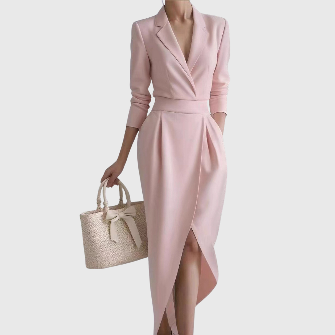 Émilie | Elegante Vestido Midi con Drapado