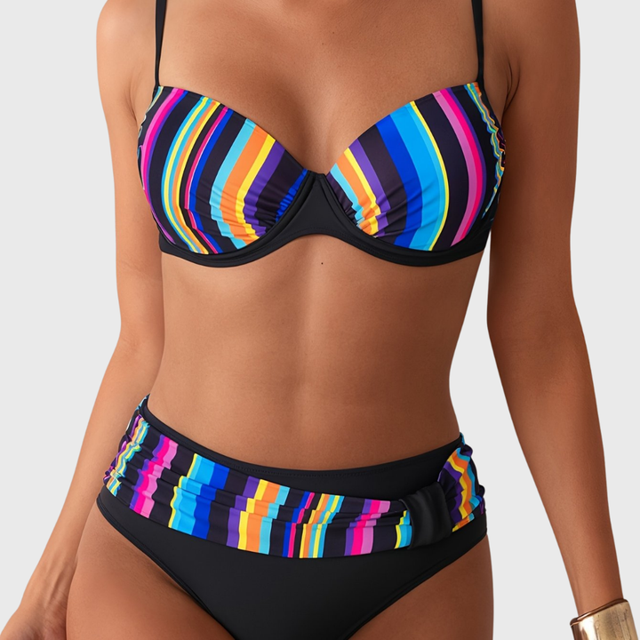 Pilar - Estampado de rayas vibrante con cintura alta favorecedora
