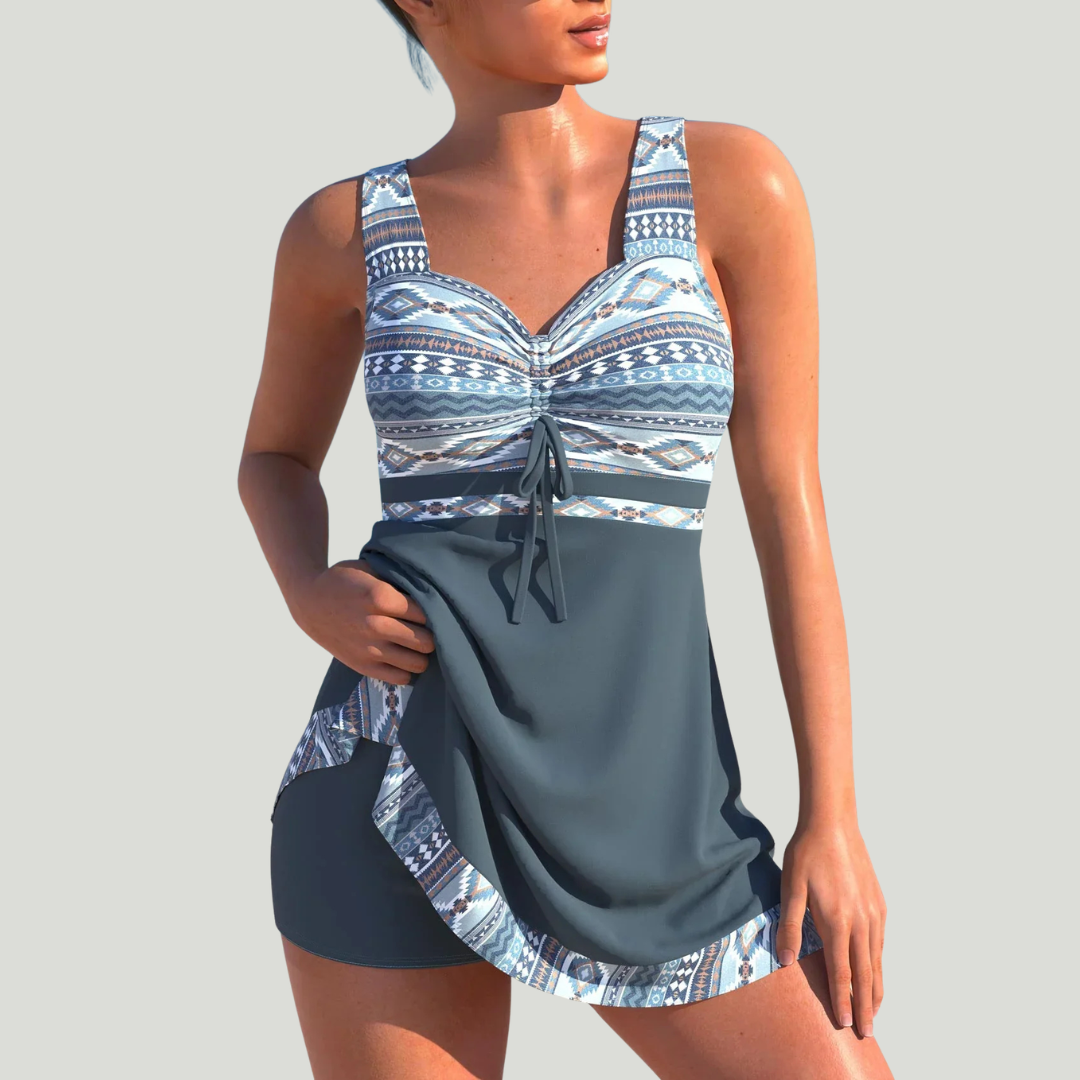 Estela - Tankini con falda y estampado marino