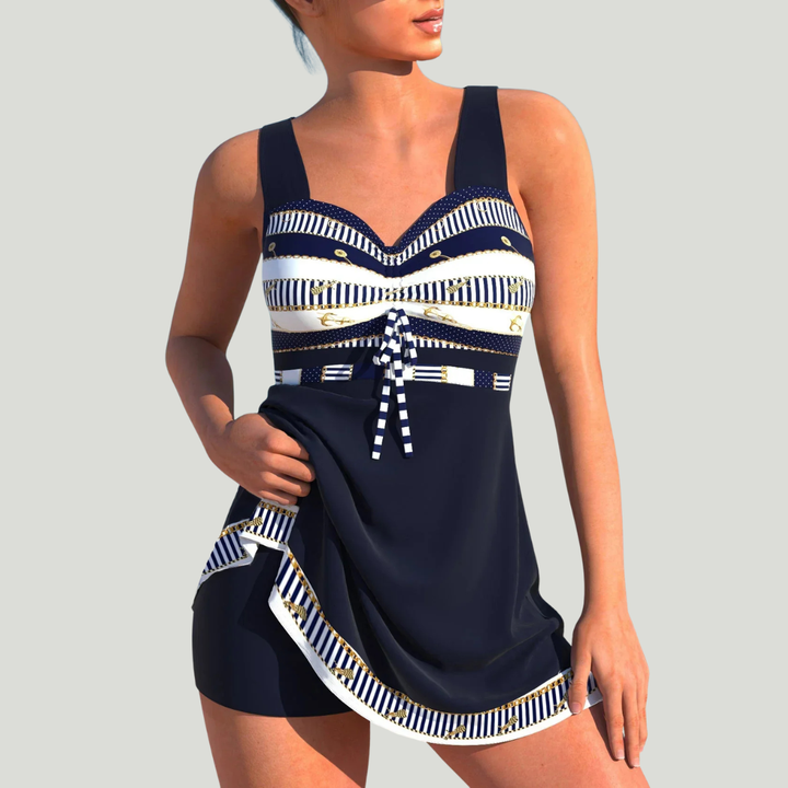 Estela - Tankini con falda y estampado marino