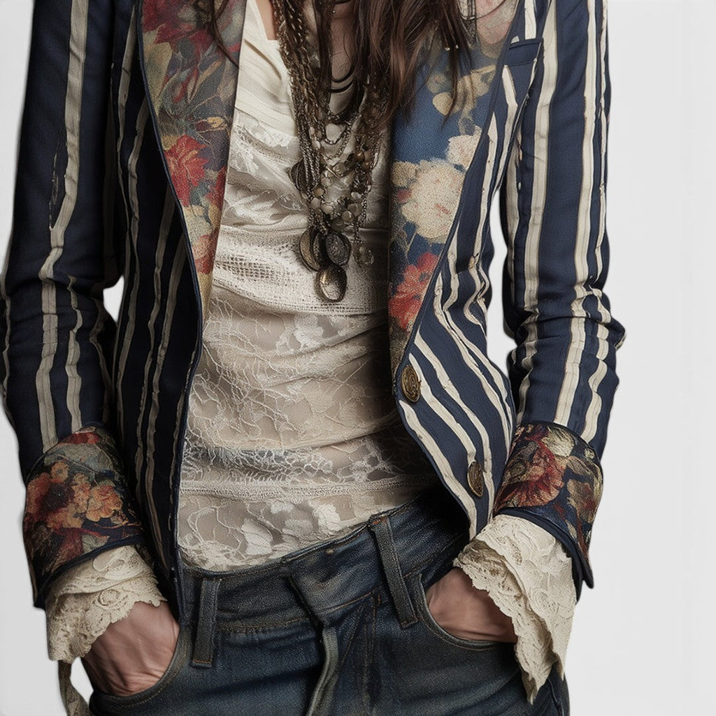 Valeria™ | Blazer bohemio a rayas