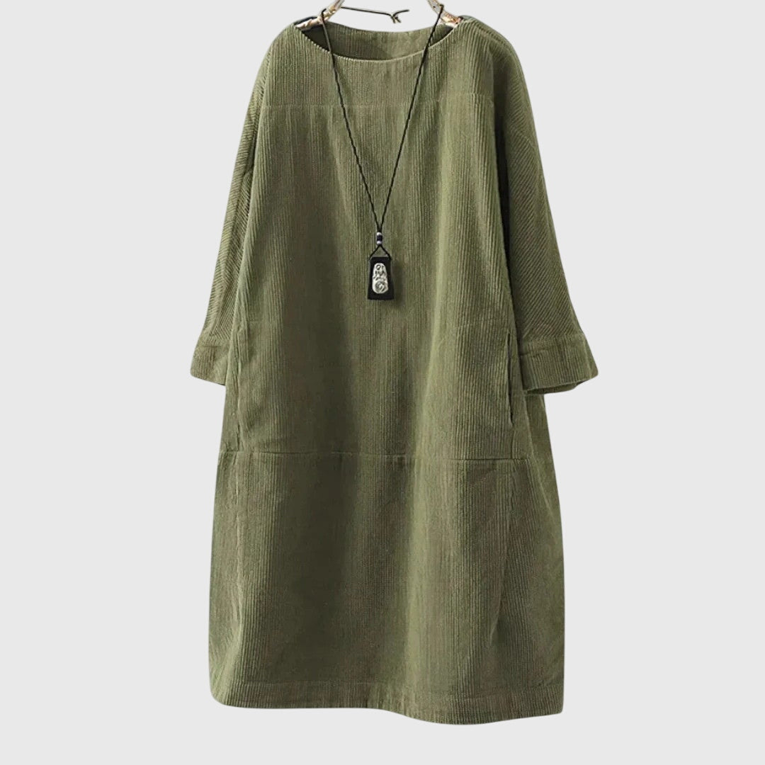 Grace | Vestido Midi de Terciopelo Acanalado Relajado