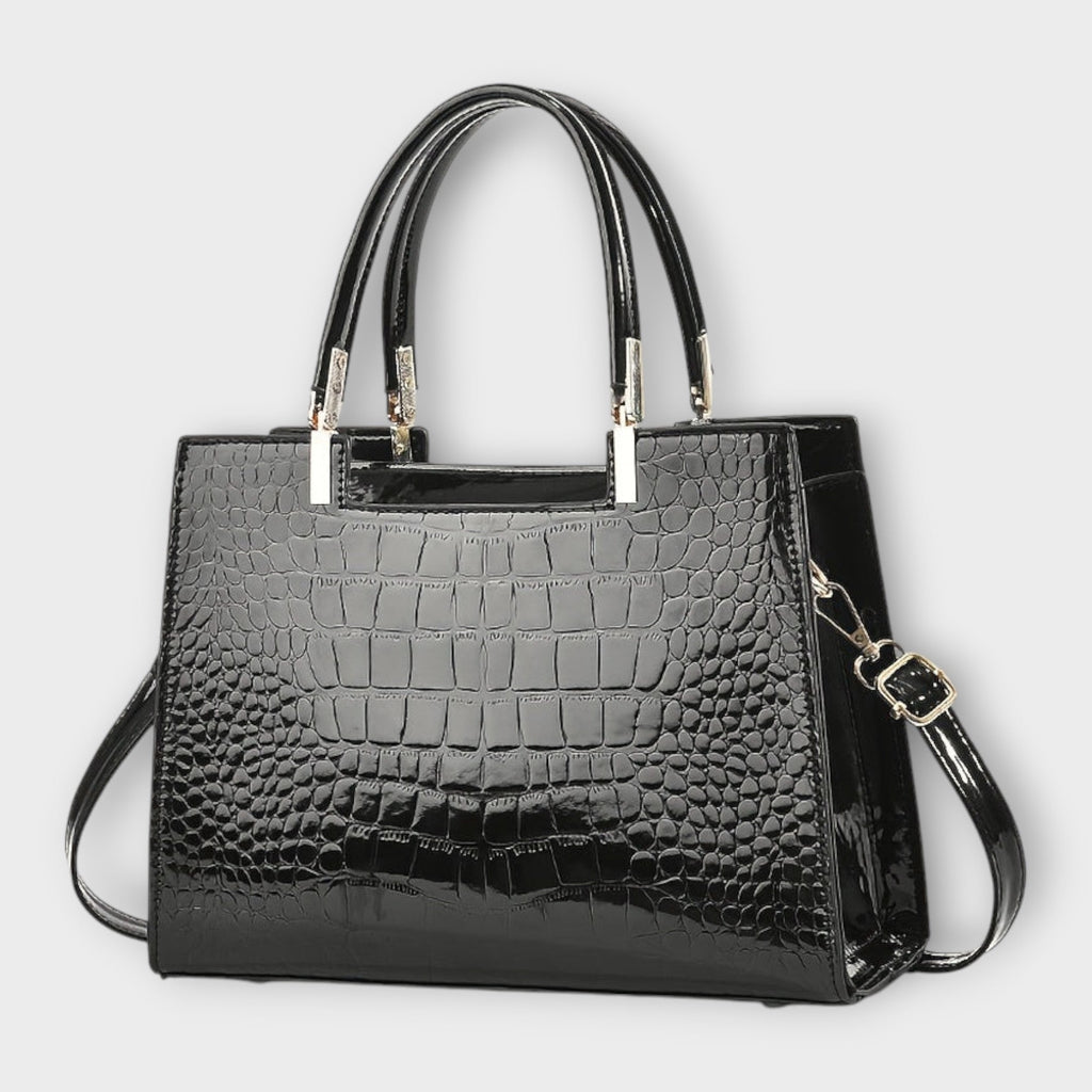 Emilie | Bolso de mano de cuero de cocodrilo brillante