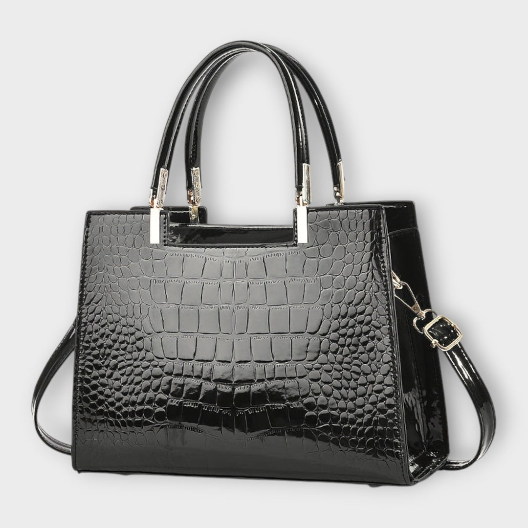 Emilie | Bolso de mano de cuero de cocodrilo brillante