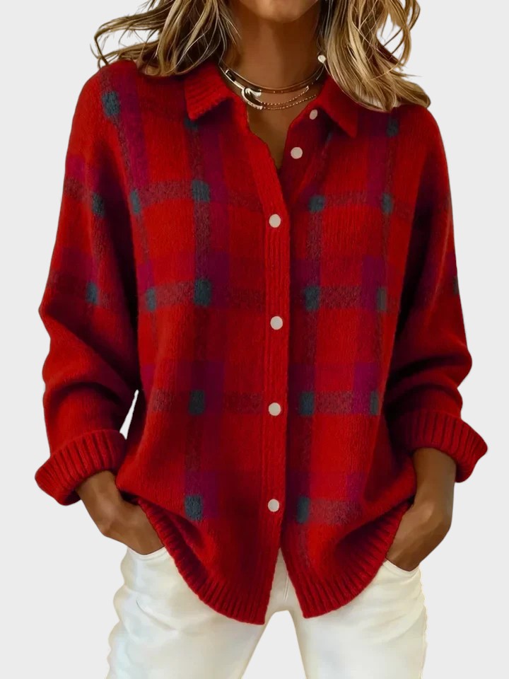 Alba™ | Suéter Retro a Cuadros con Contraste Casual