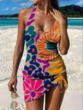 Fiesta – Tankini gráfico floral con short, efecto vientre plano