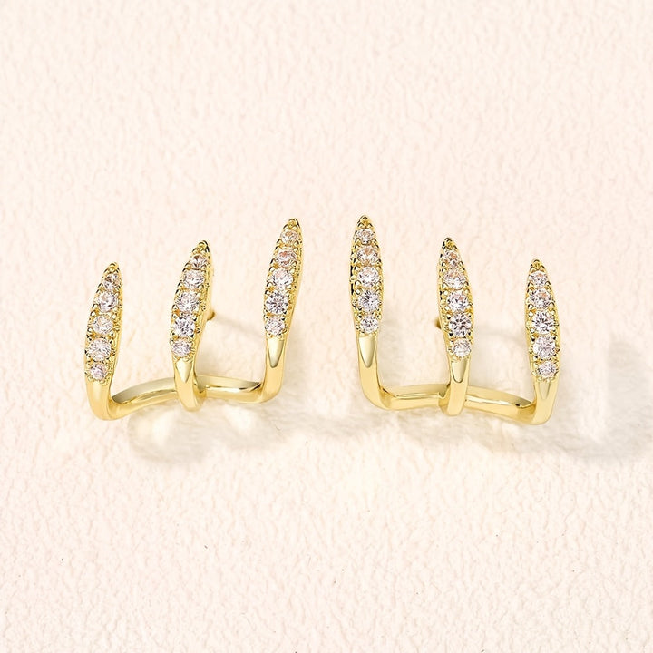 Pendientes Elegantes con Strass de Tres Garras