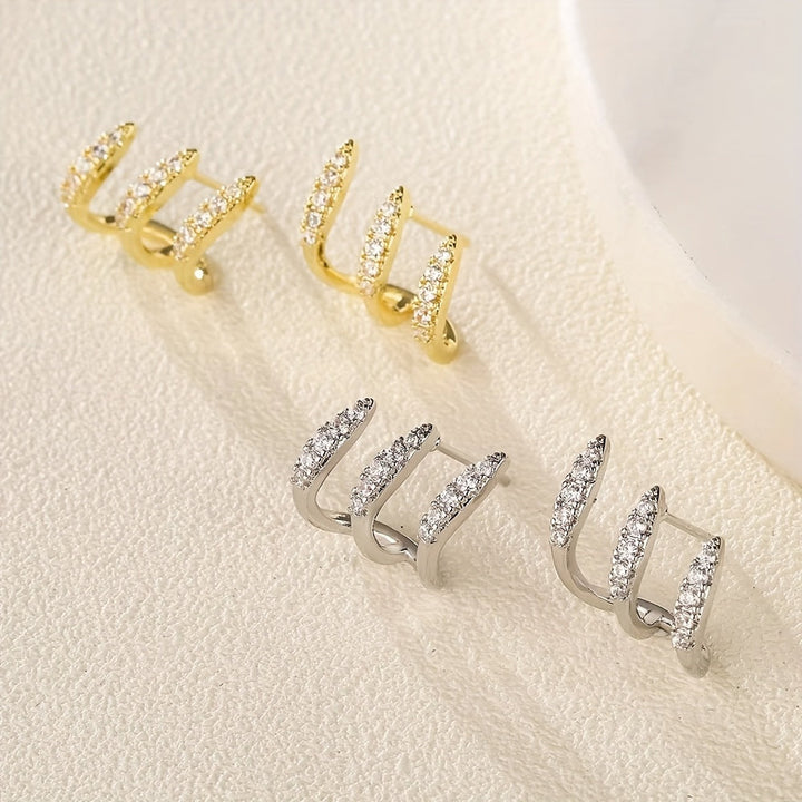 Pendientes Elegantes con Strass de Tres Garras