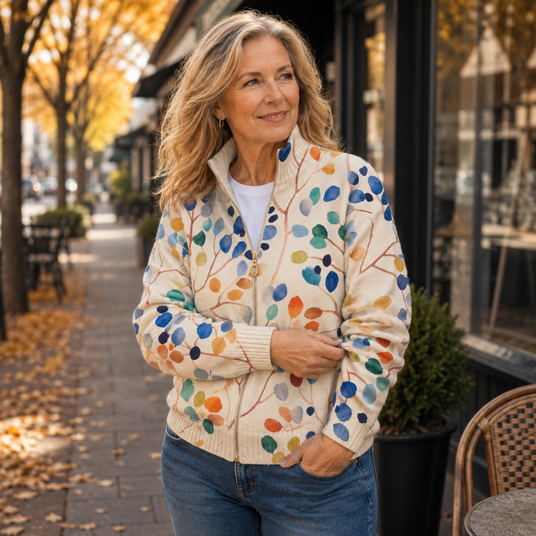 Imogene™ | Cardigan con Motivo Botánico a Hojas