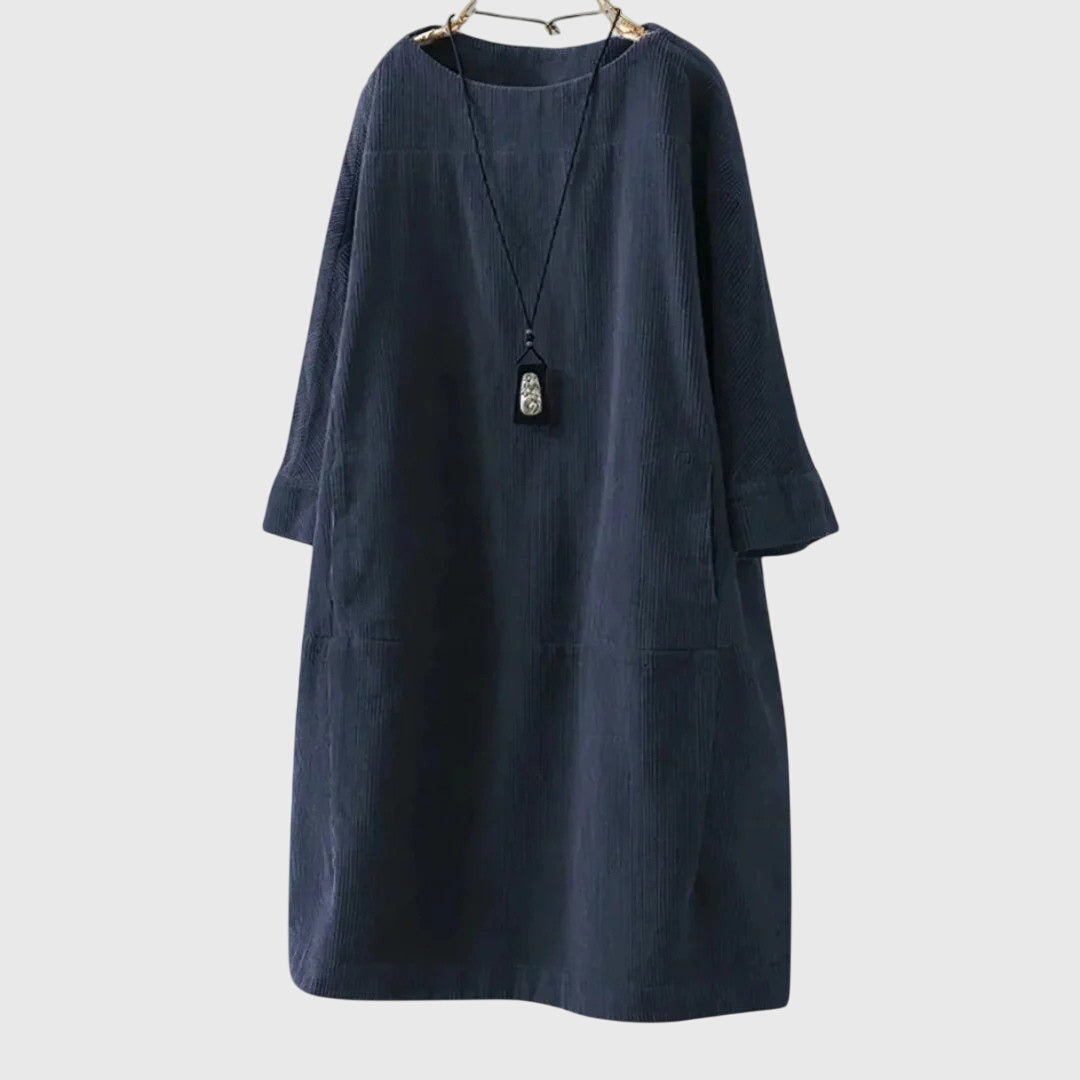 Grace | Vestido Midi de Terciopelo Acanalado Relajado