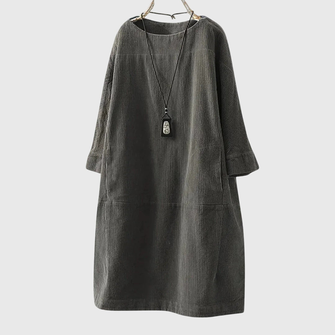 Grace | Vestido Midi de Terciopelo Acanalado Relajado