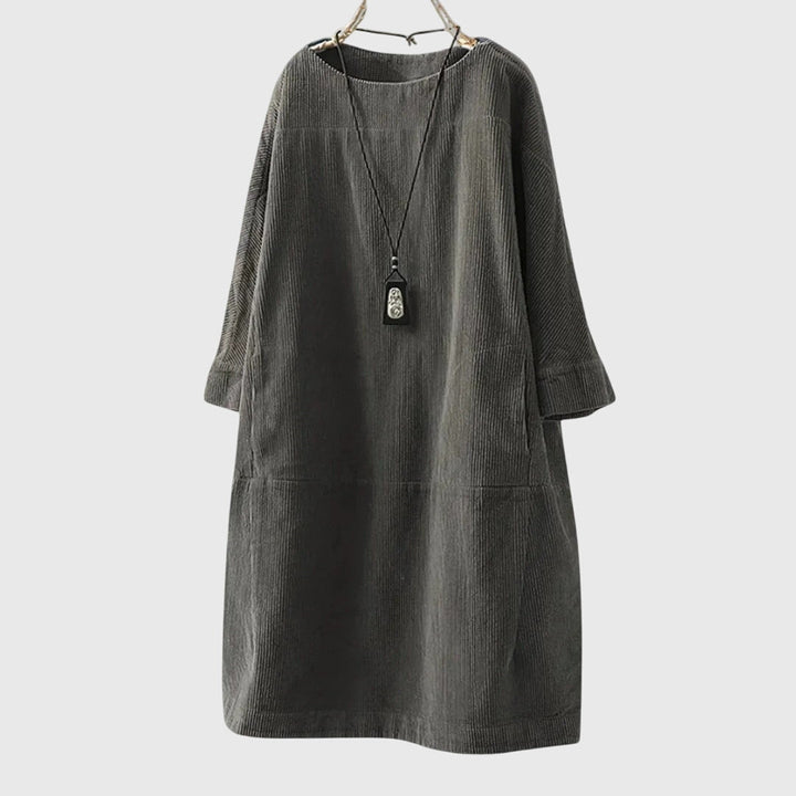 Grace | Vestido Midi de Terciopelo Acanalado Relajado