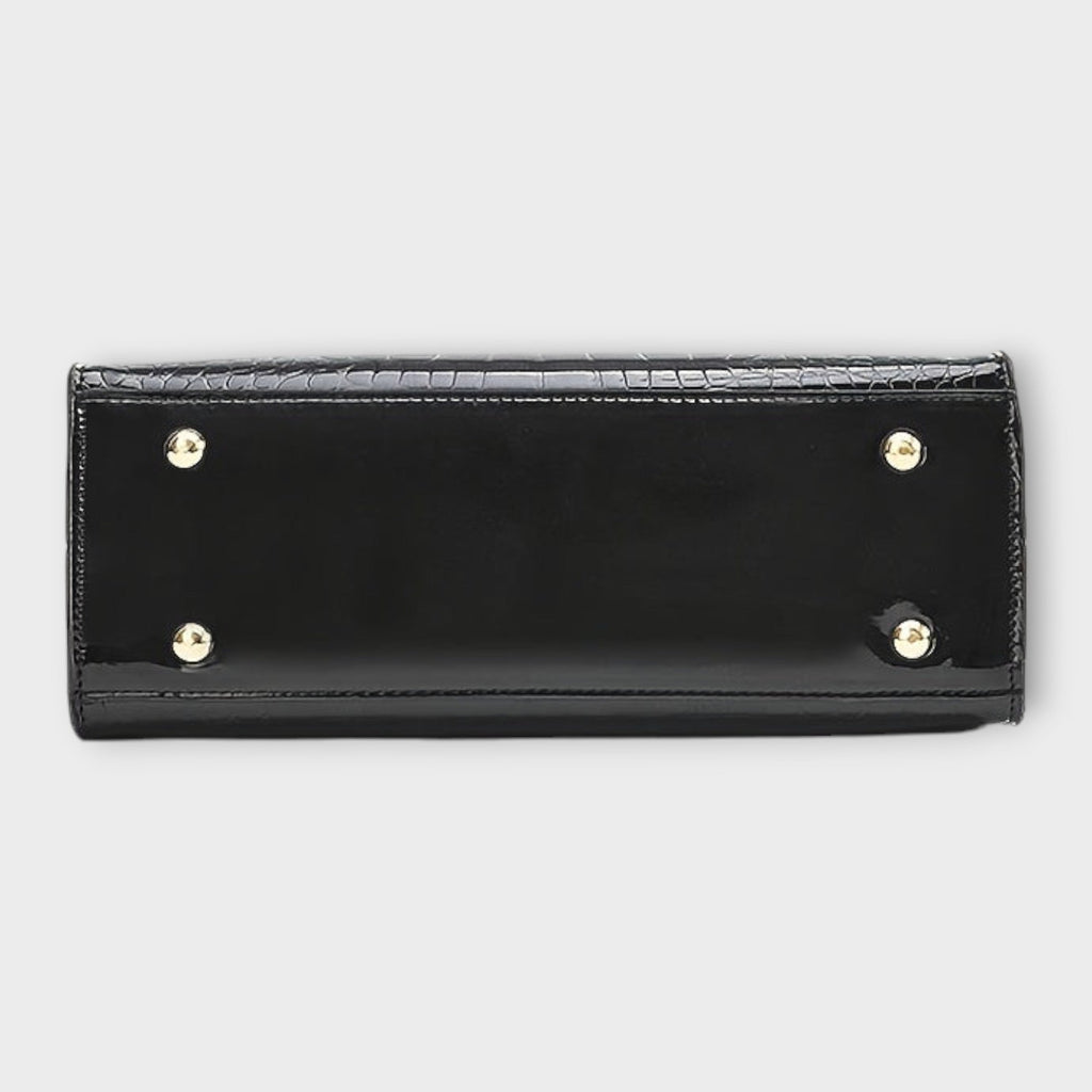 Emilie | Bolso de mano de cuero de cocodrilo brillante