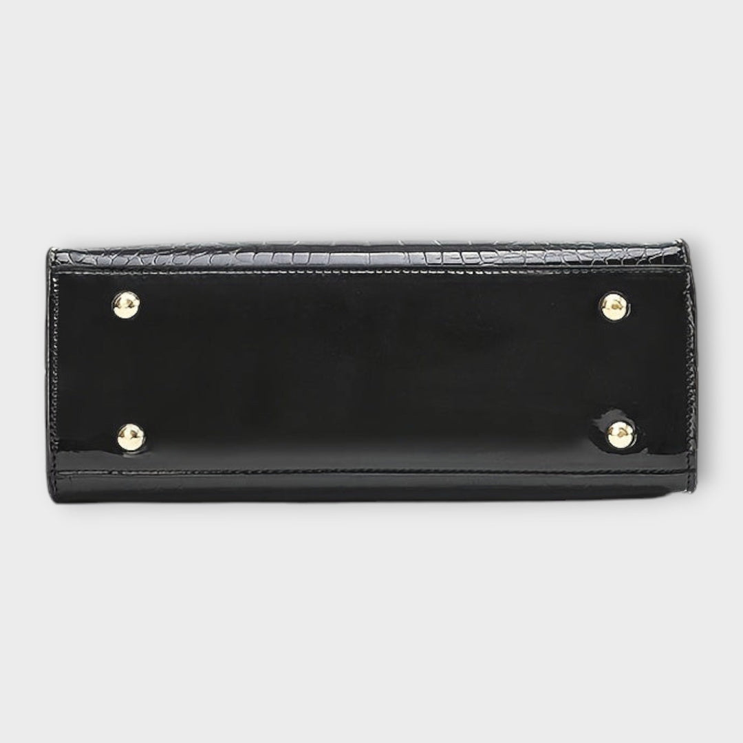 Emilie | Bolso de mano de cuero de cocodrilo brillante
