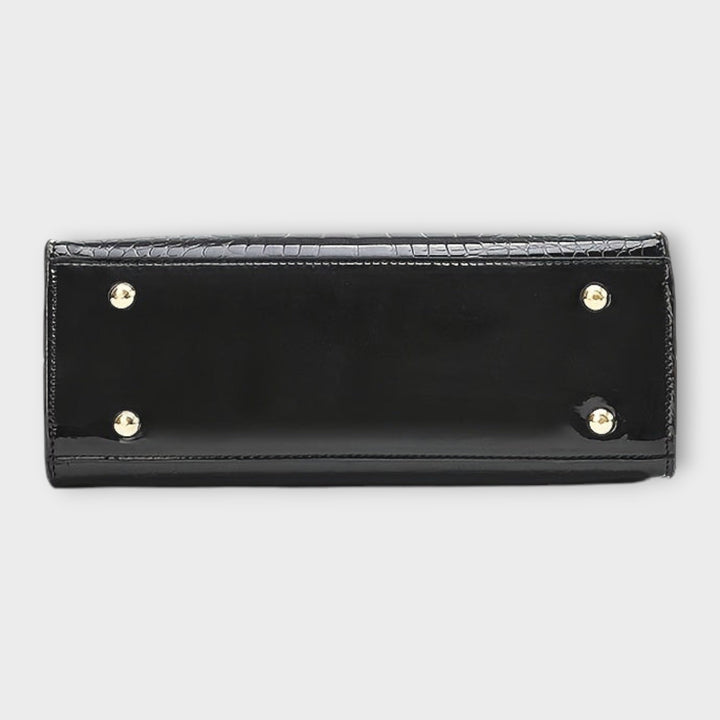Emilie | Bolso de mano de cuero de cocodrilo brillante