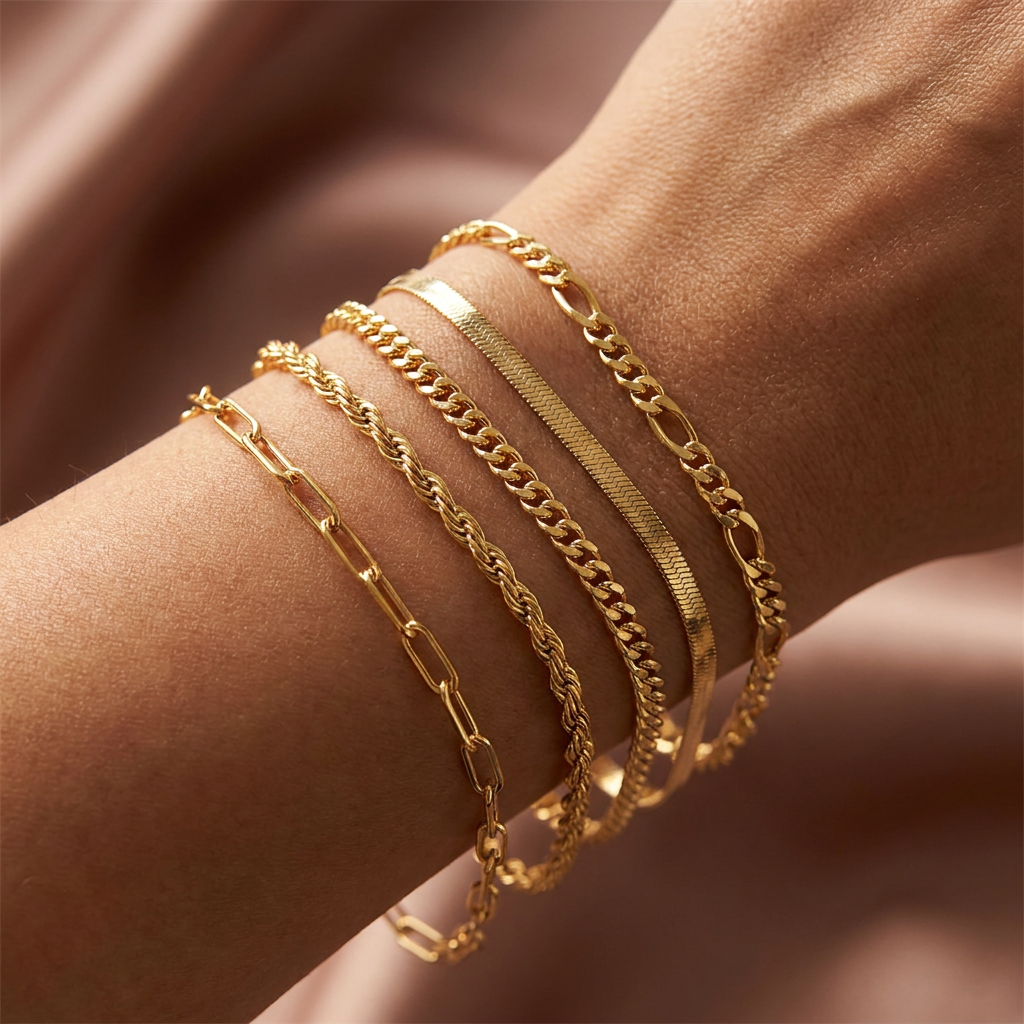 Conjunto de pulseras de 5 piezas en oro