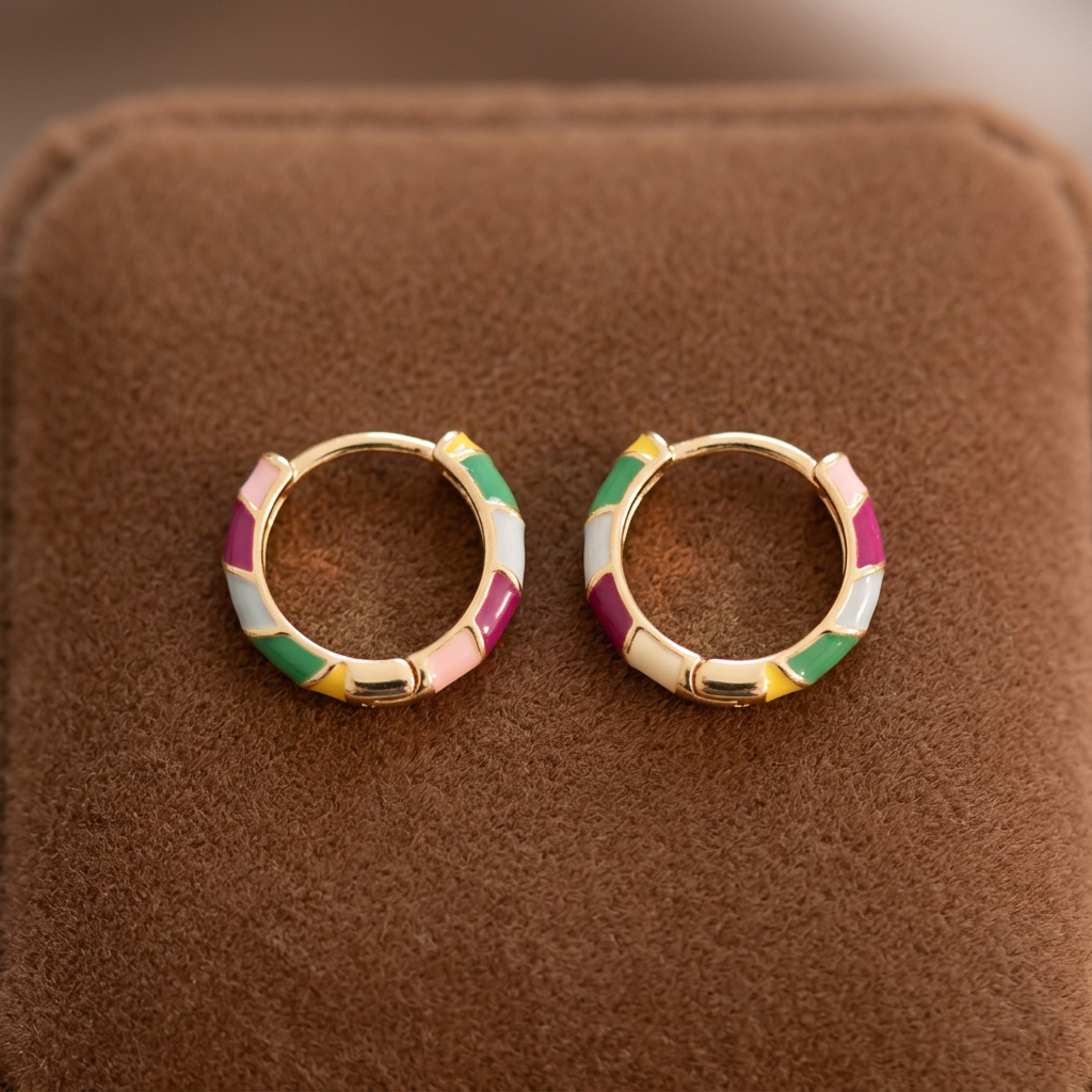 Pendientes Elegantes con Esmalte Dorado