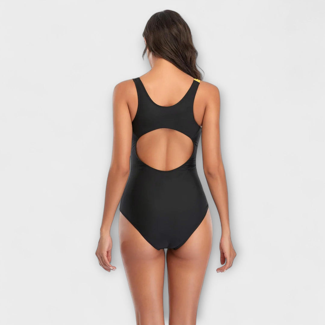 Maillot de Bain Una Pieza Deportivo con Corte en la Espalda