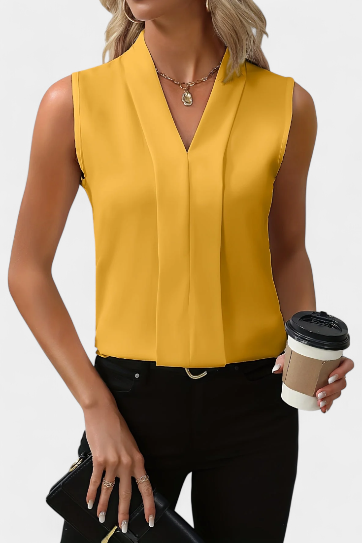 Blusa Sin Mangas Nele con Escote en V y Corte Fluido