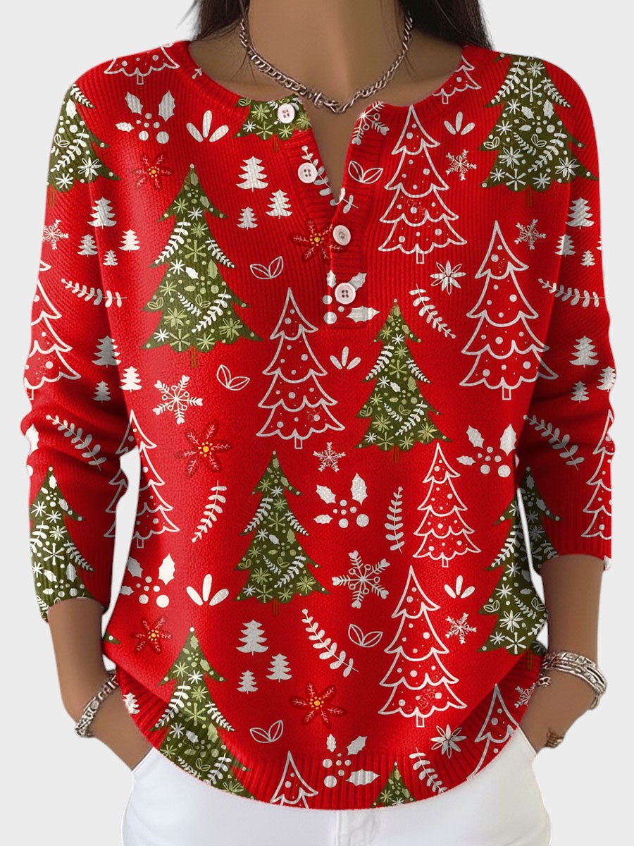 Sofía™ | Suéter navideño con botones decorativos