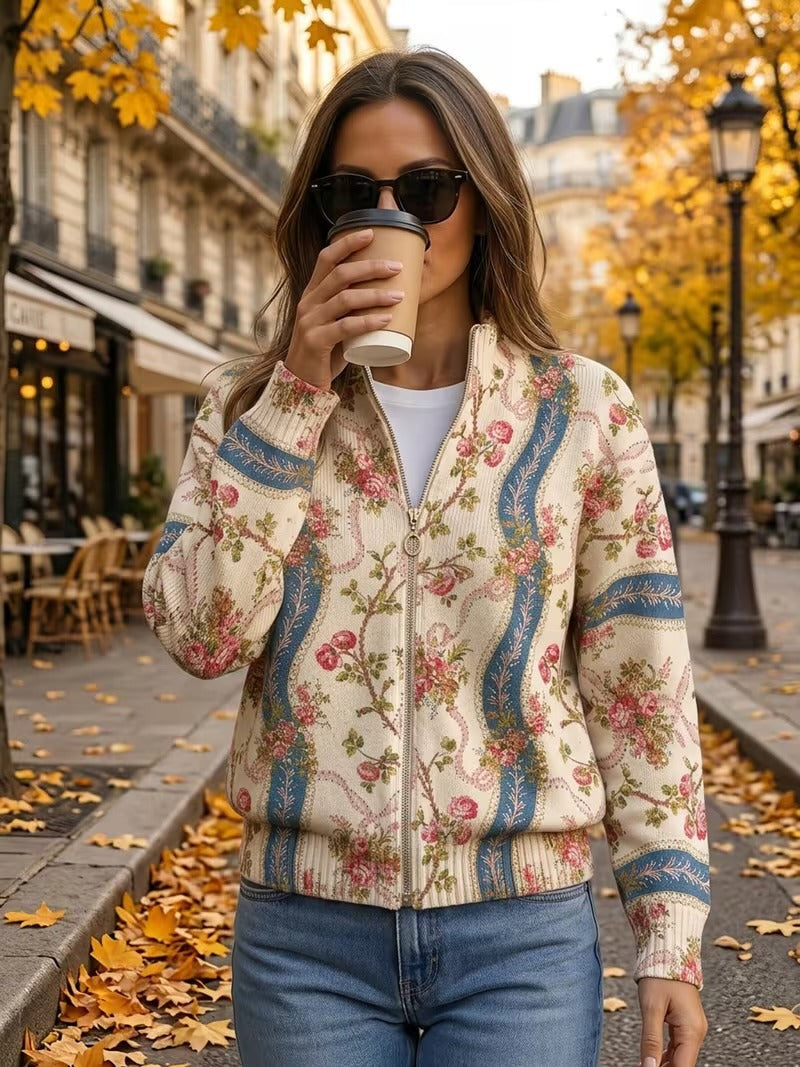 Eulalia™ | Cardigan a Rayas con Rosa Trepadora