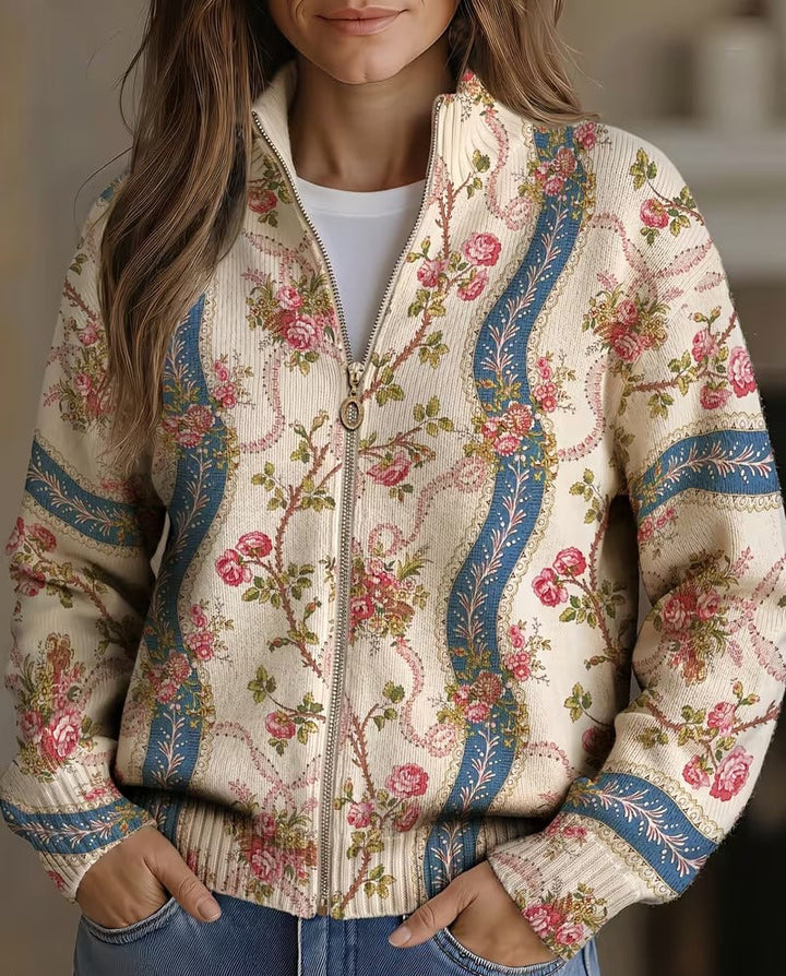 Eulalia™ | Cardigan a Rayas con Rosa Trepadora