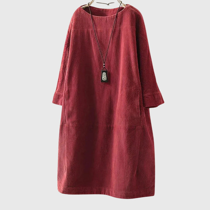 Grace | Vestido Midi de Terciopelo Acanalado Relajado