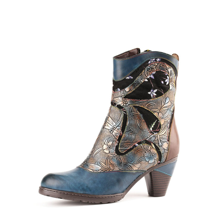 Josefina — Botines con Patrón de Libélula Retro