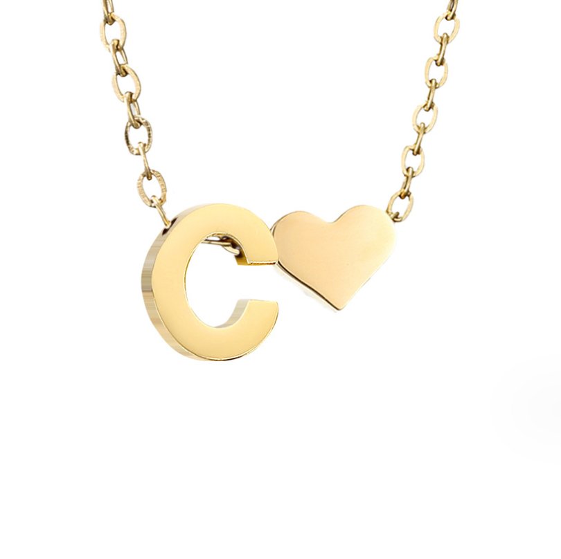 Collar Inicial Intemporal con Colgante en Forma de Corazón