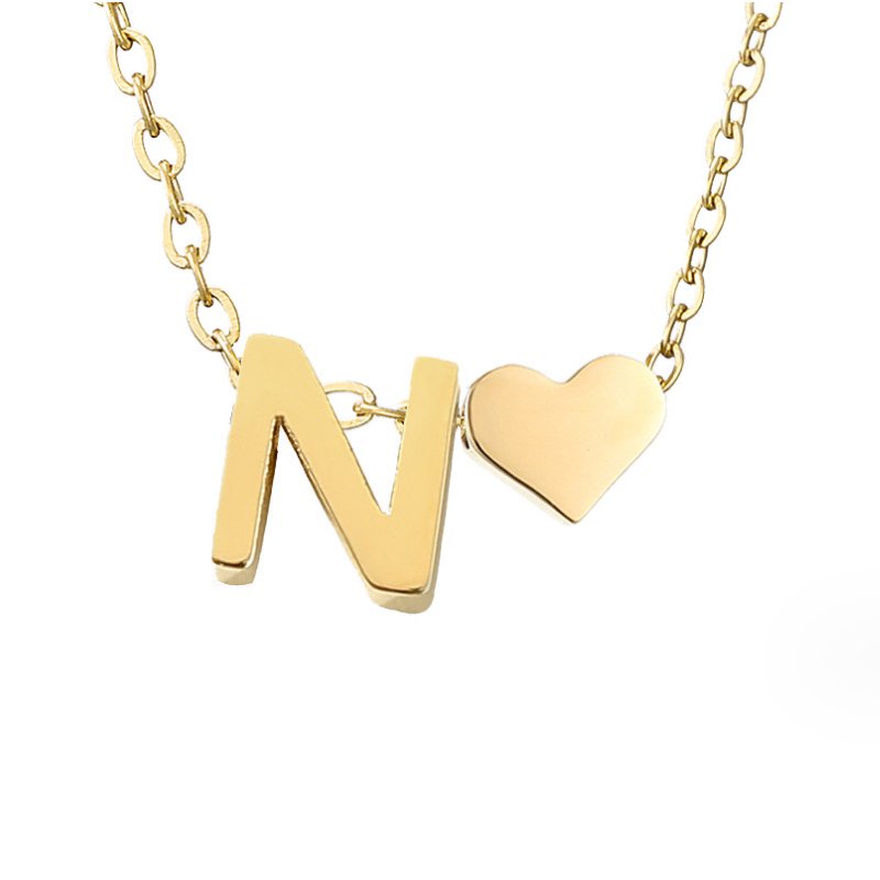 Collar Inicial Intemporal con Colgante en Forma de Corazón