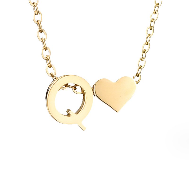 Collar Inicial Intemporal con Colgante en Forma de Corazón