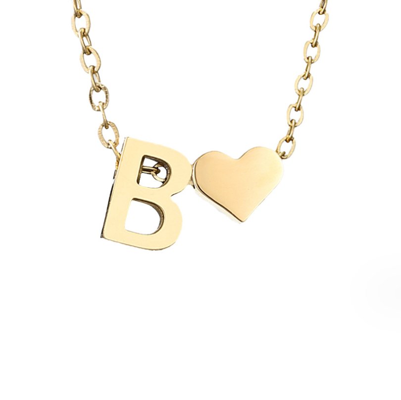Collar Inicial Intemporal con Colgante en Forma de Corazón