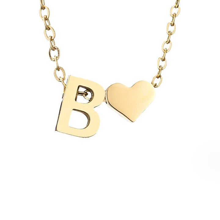 Collar Inicial Intemporal con Colgante en Forma de Corazón