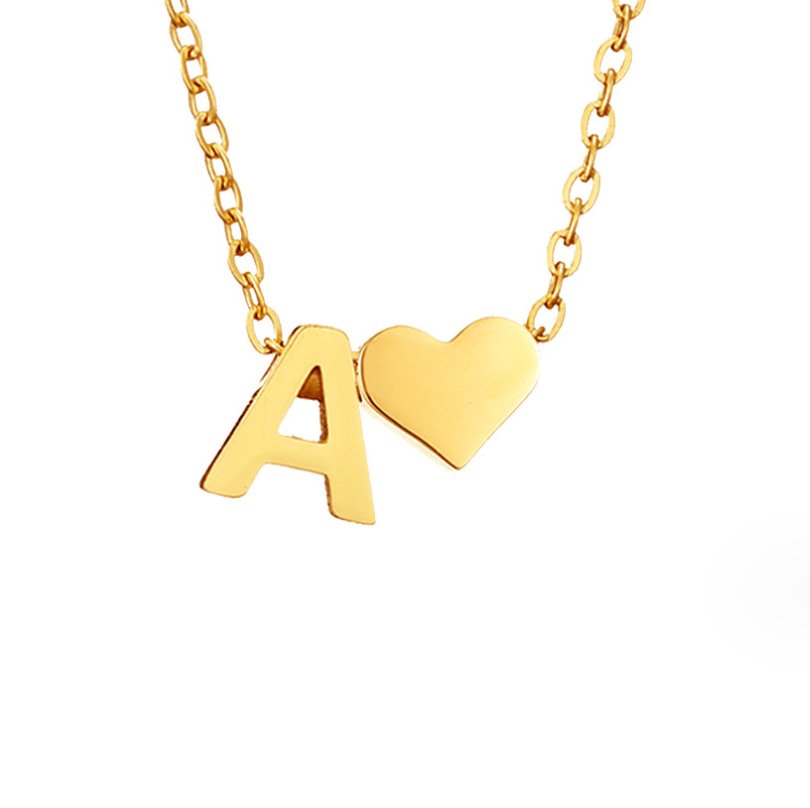 Collar Inicial Intemporal con Colgante en Forma de Corazón