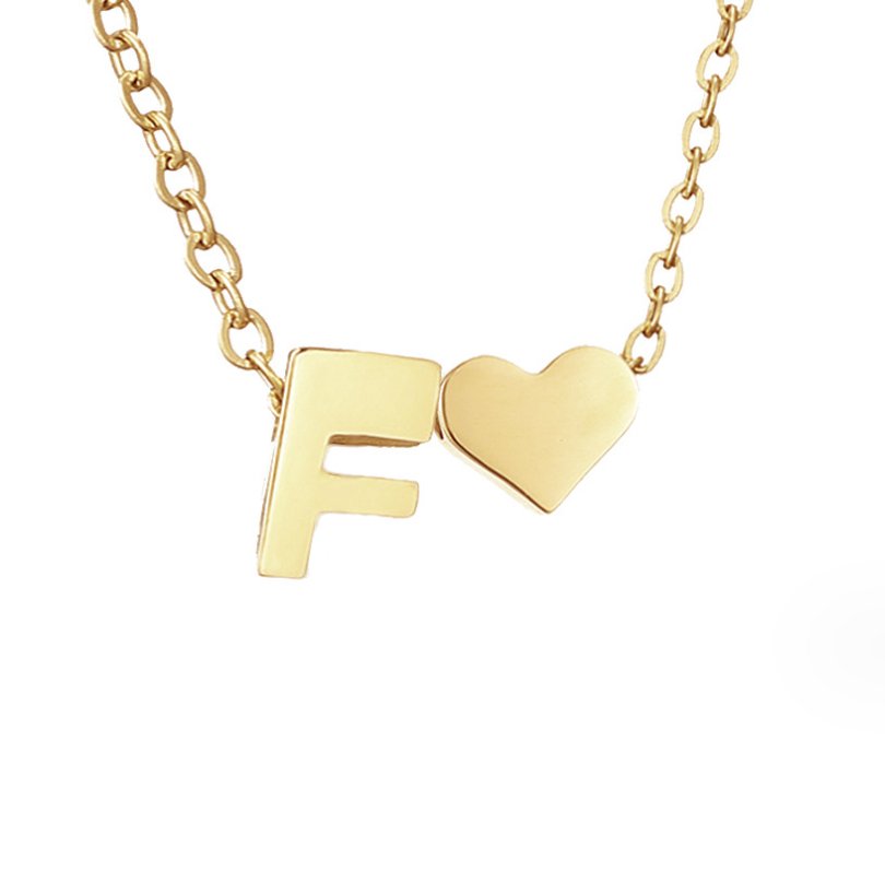 Collar Inicial Intemporal con Colgante en Forma de Corazón