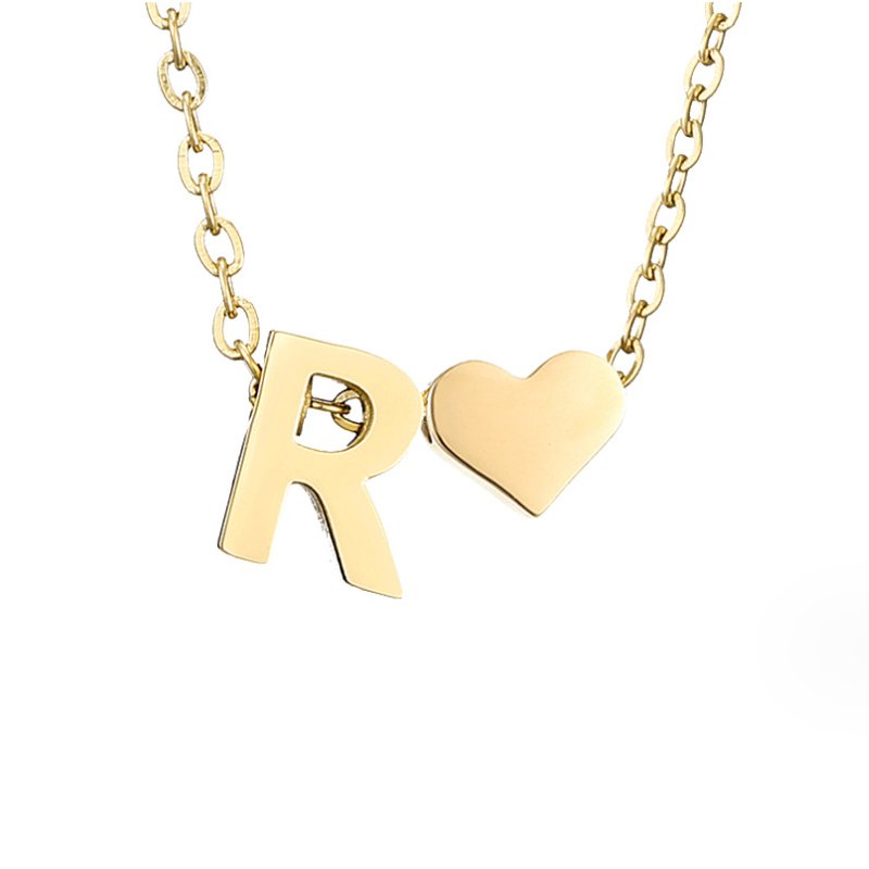 Collar Inicial Intemporal con Colgante en Forma de Corazón