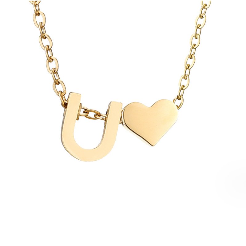 Collar Inicial Intemporal con Colgante en Forma de Corazón