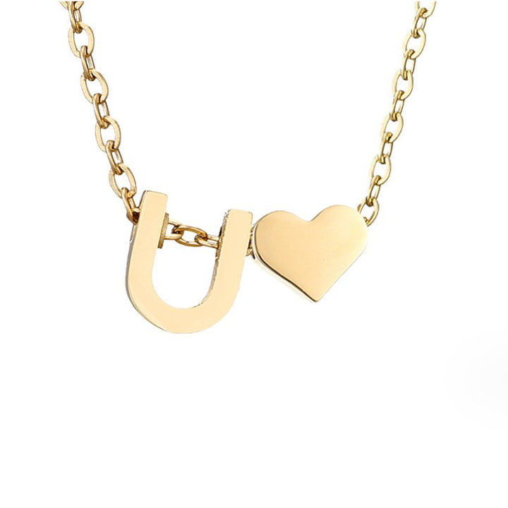 Collar Inicial Intemporal con Colgante en Forma de Corazón