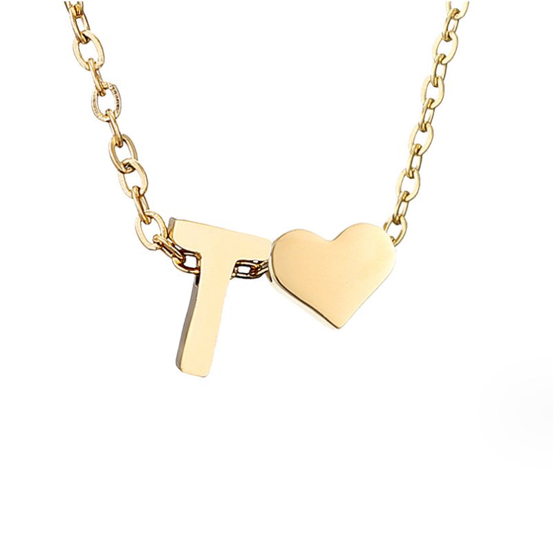 Collar Inicial Intemporal con Colgante en Forma de Corazón
