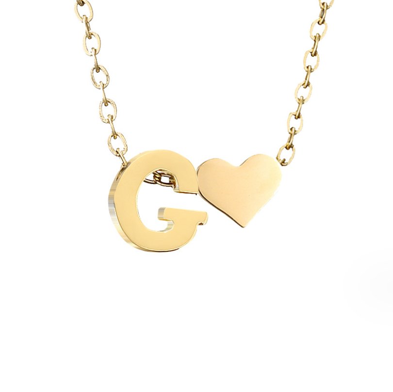 Collar Inicial Intemporal con Colgante en Forma de Corazón