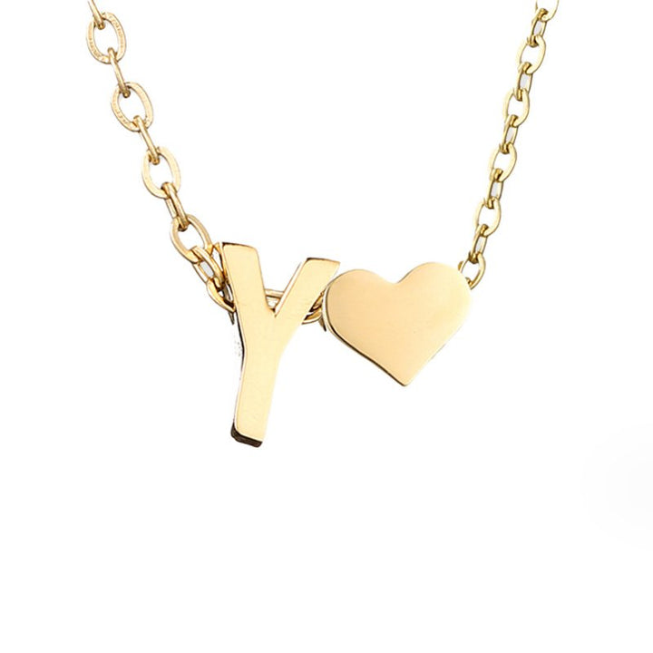 Collar Inicial Intemporal con Colgante en Forma de Corazón