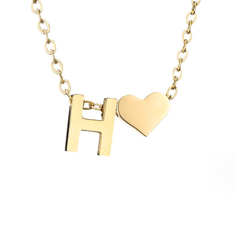 Collar Inicial Intemporal con Colgante en Forma de Corazón