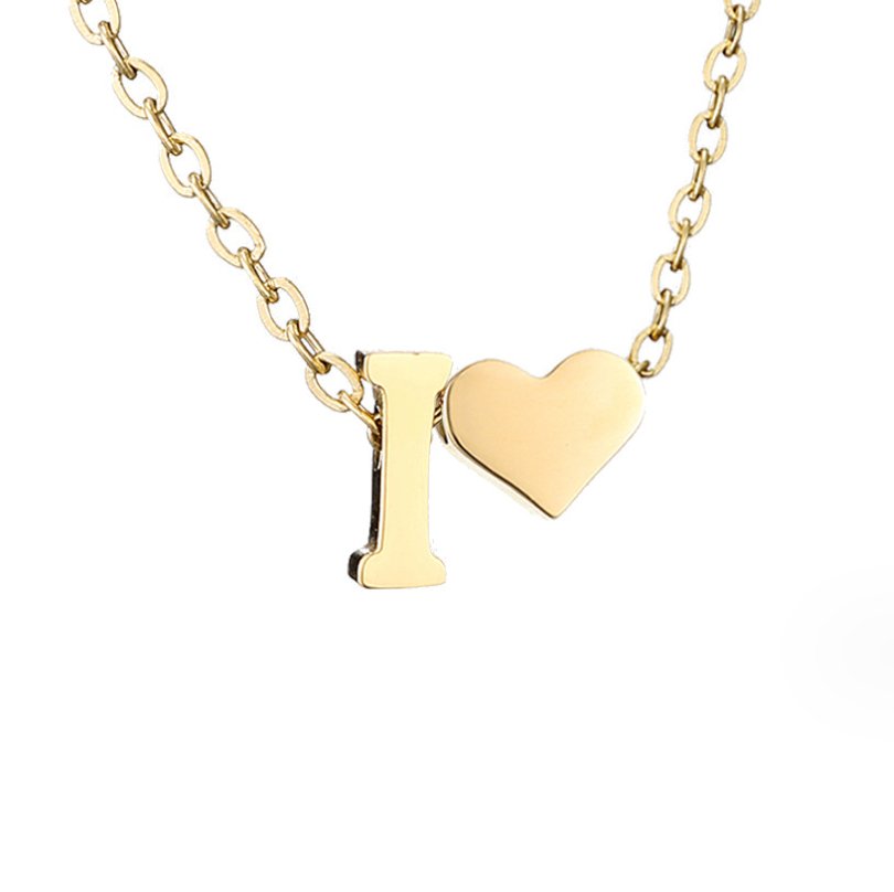 Collar Inicial Intemporal con Colgante en Forma de Corazón