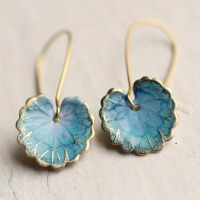 Pendientes Vintage en Hoja Azul