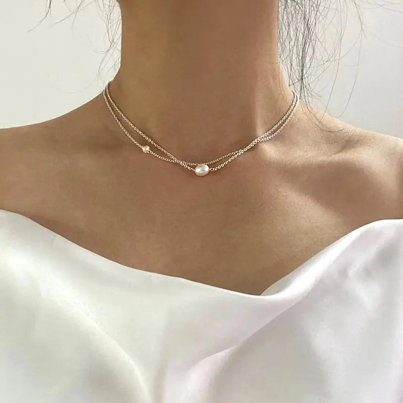 Collar clásico de perlas de agua dulce