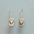 Pendientes en forma de corazón de plata y oro