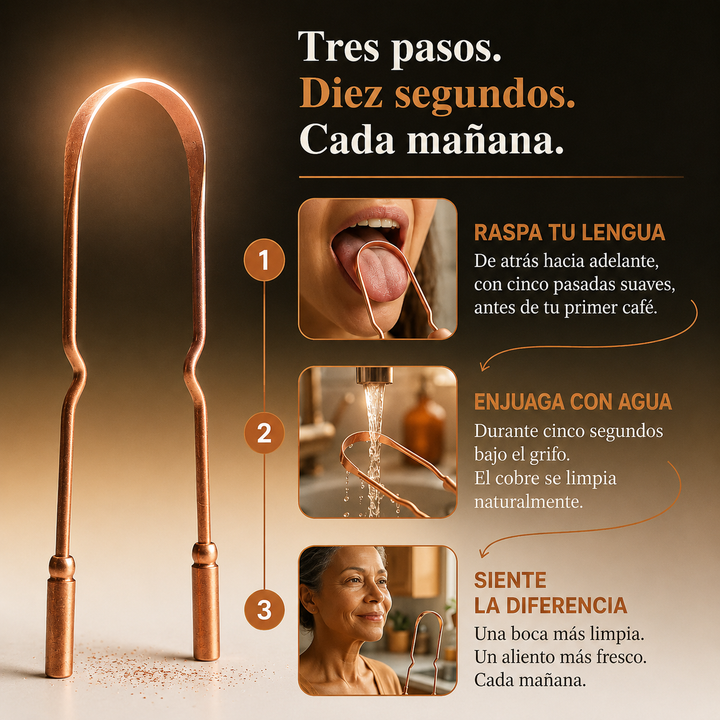 Raspador de Lengua de Cobre Puro — Leonor