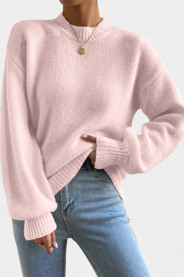 Emilia™ | Jersey de Cuello Redondo con Mangas Globo